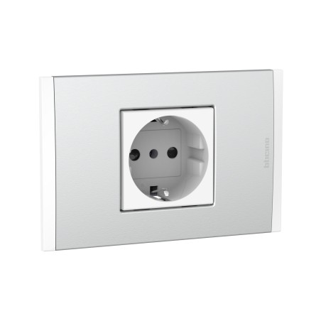 Placa Armada C/Toma Schuko 10/16A Blanco PL2P Met Alum