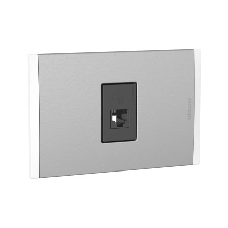 Placa Armada C/Toma RJ11 Antracita PL1P Metal Titanio