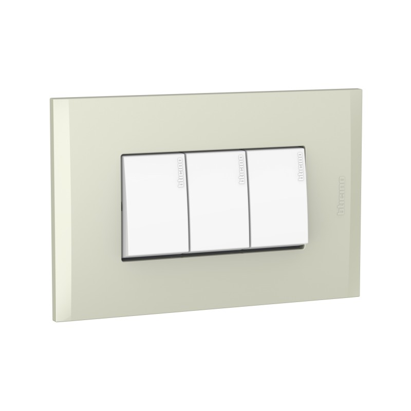 Placa Armada C/Interruptor Triple 10AX Blanco PL3P Perla