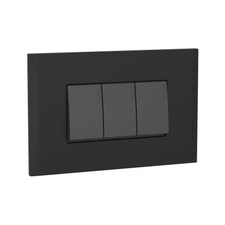 Placa Armada C/Interruptor Triple 10AX Antracita PL3P Blac
