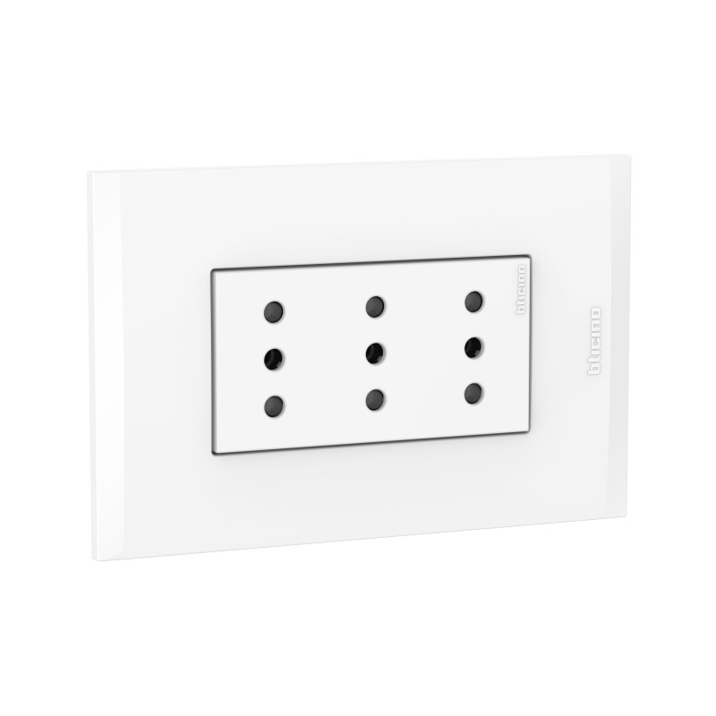 Placa Armada Triplex C/3 Enchufes 2P+T 10A Blanca PL3P Blanca