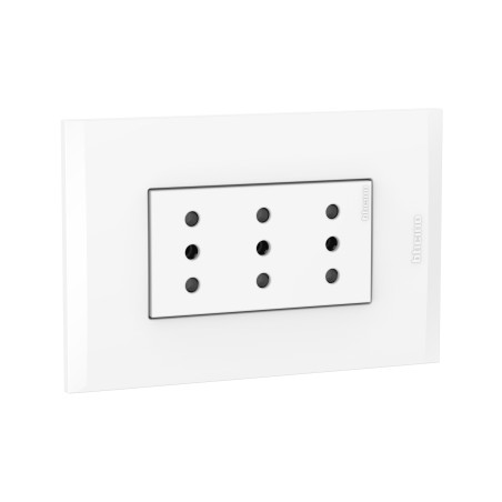 Placa Armada Triplex C/3 Enchufes 2P+T 10A Blanca PL3P Blanca