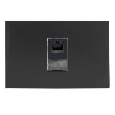Placa Armada C/Toma RJ45 CAT6 Antracita PL1P Black