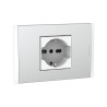 Placa Armada C/Toma Universal Schuko 10/16A Blanco PL2P Metal Aluminio