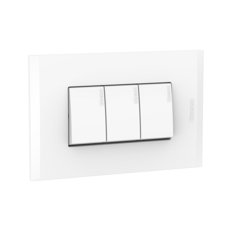 Placa Armada C/Interruptor Triple 10AX 3 Vias Blanco PL3P Blanca