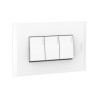 Placa Armada C/Interruptor Triple 10AX 3 Vias Blanco PL3P Blanca