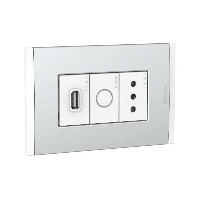 Placa Armada C/Toma USB A - Enchufe 10A - F. Polo Antracita PL3P MN