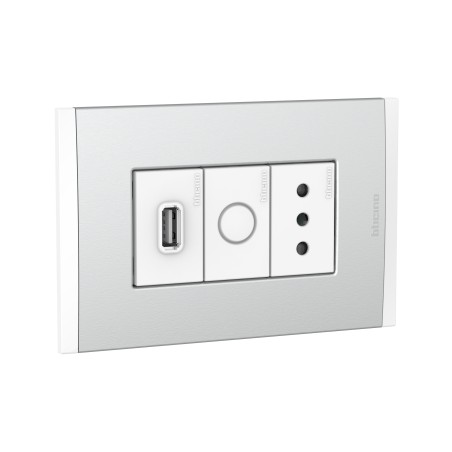 Placa Armada C/Toma USB A - Enchufe 10A - F. Polo Antracita PL3P MN