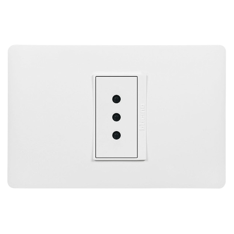 Placa Armada Simple C/Enchufe 2P+T 10A 250V Blanca