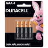 Pilas Duracell Alcalinas Tipo AAA (4 Unidades)