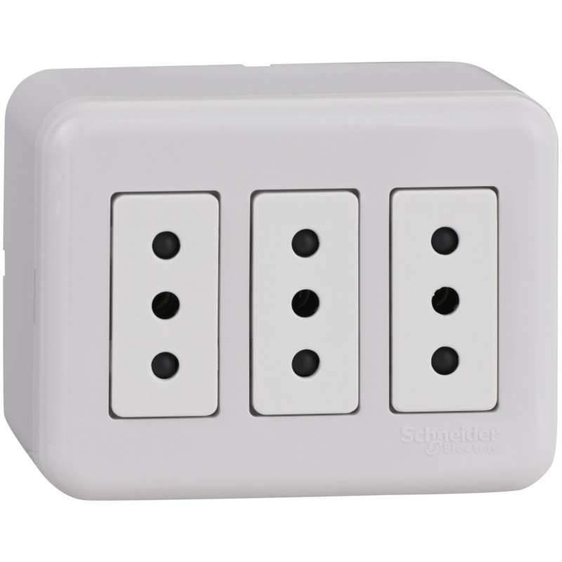 Casquete Armado C/3 Enchufes 2P+T 10A 250V Schneider