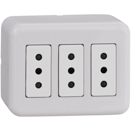 Casquete Armado C/3 Enchufes 2P+T 10A 250V Schneider