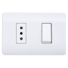 Placa Armada Doble C/Interruptor 9/12 - Enchufe 2P+T 10A Blanca