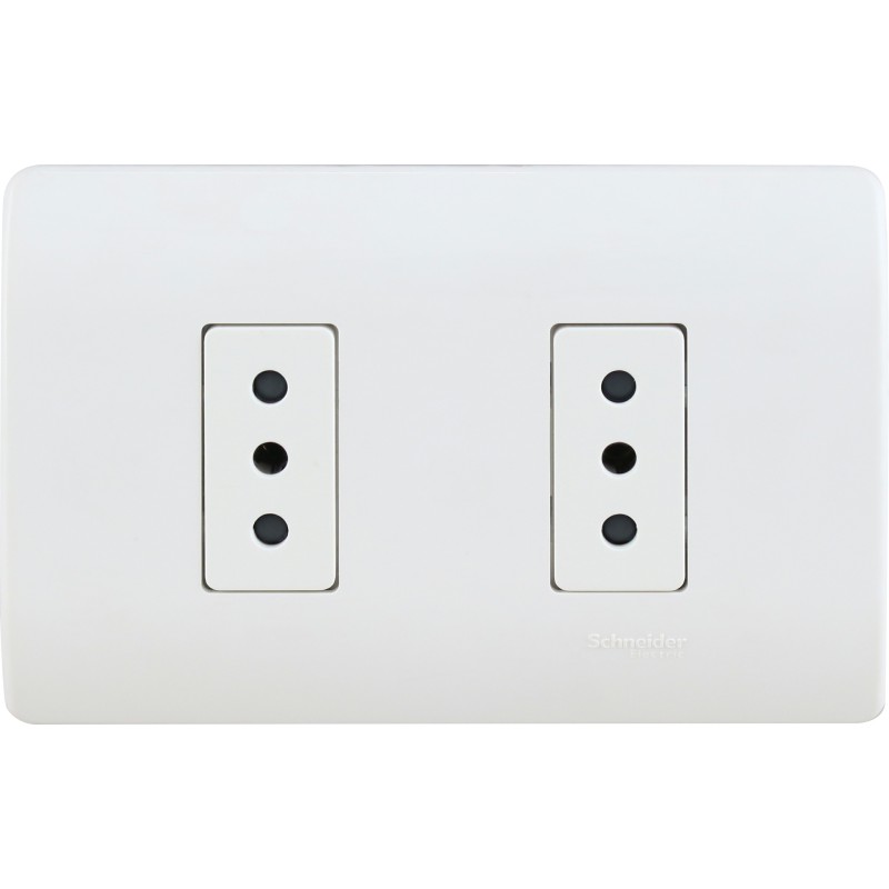 Placa Armada Doble C/2 Enchufes 2P+T 10A Blanca Schneider
