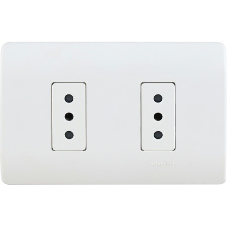 Placa Armada Doble C/2 Enchufes 2P+T 10A Blanca Schneider