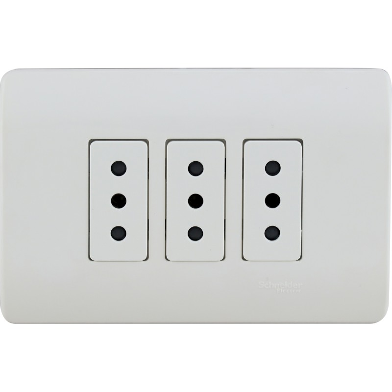 Placa Armada Triple C/3 Enchufes 2P+T 10A Blanca Schneider