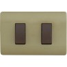 Placa Armada Doble C/Interruptor 9/15 Café/Dorado Schneider