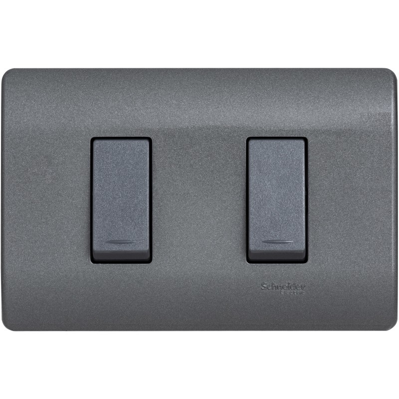 Placa Armada Doble C/Interruptor 9/15 Noir/Humo Schneider