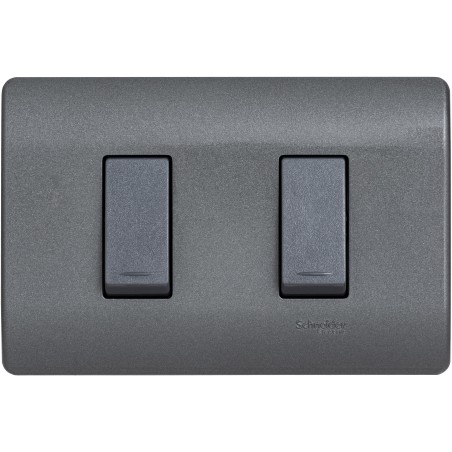 Placa Armada Doble C/Interruptor 9/15 Noir/Humo Schneider