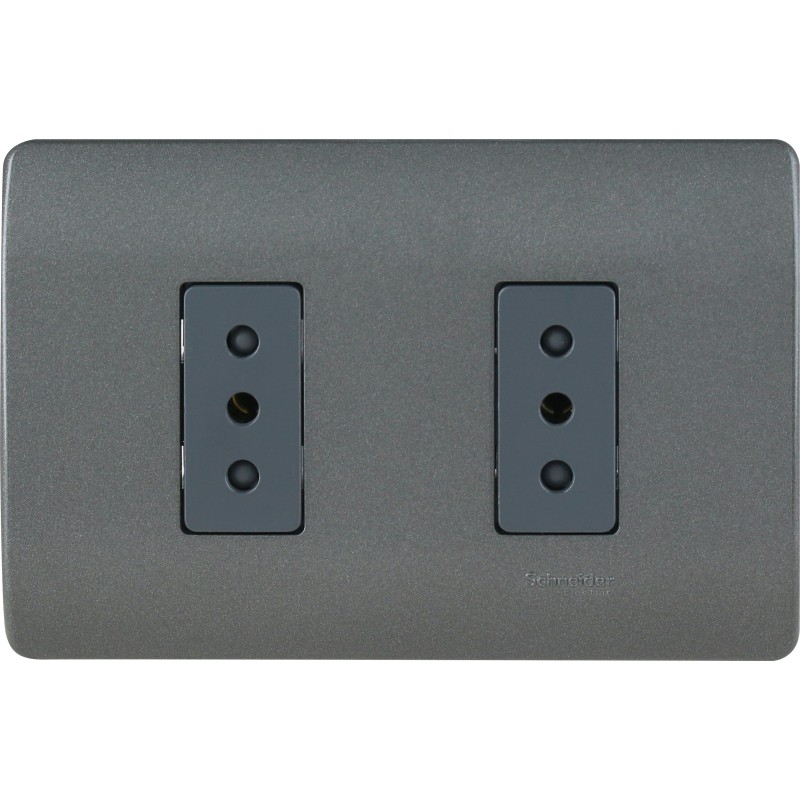 Placa Armada Triple C/3 Enchufes 2P+T 10A Noir/Humo Schneider