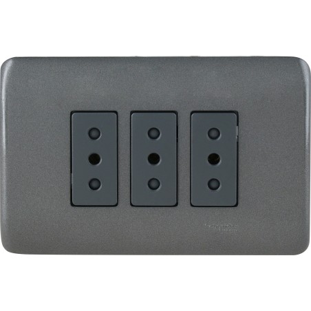 Placa Armada Doble C/2 Enchufes 2P+T 10A Noir/Humo Schneider