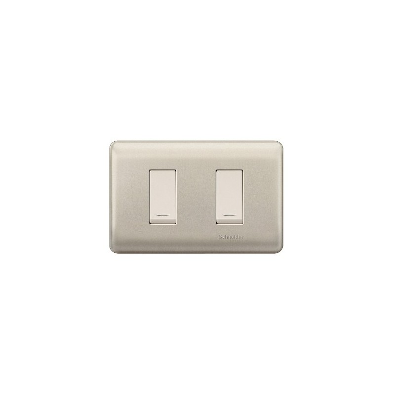 Placa Armada Doble C/Interruptor 9/15 Beige/Niquel Schneider