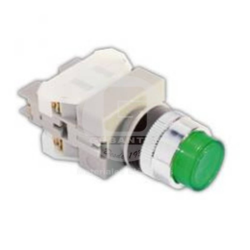 Pulsador Luminoso Verde 3A 220V 1NA-1NC Ekoline