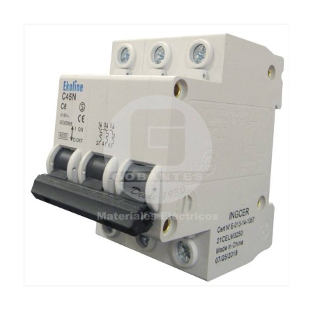 Interruptor Automático 3 x 10A 6K Curva C Ekoline