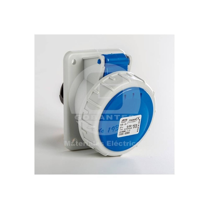Hembra Empotrada Inclinada IP-67 2P+T 16A 220V 2801 Ide