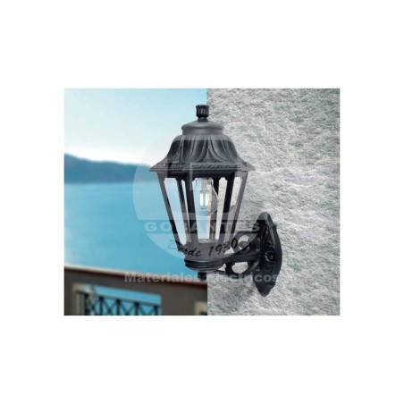 Farol Sobrepuesto Muro Negro Vidrio Claro P/E-27 (Sin Amp.) Fumagalli