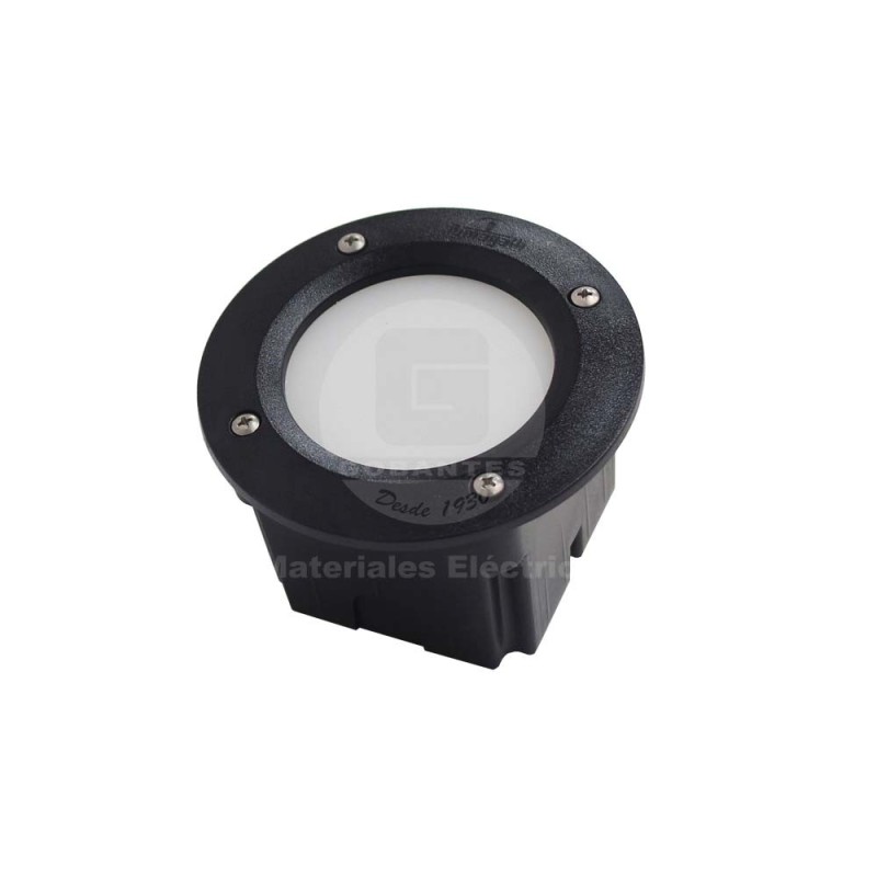 Apliqué Redondo Empotrado Negro C/Amp. LED 3W Luz Cálida Fumagalli