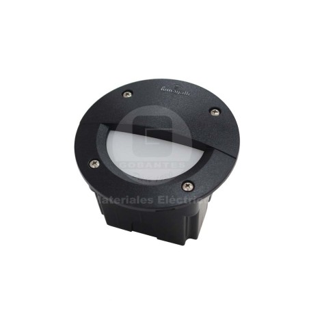 Apliqué Redondo Empotrado Negro C/Amp. LED 3W Luz Cálida Fumagalli
