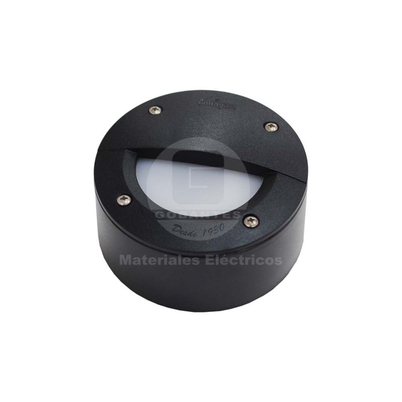 Apliqué Redondo Sobrepuesto Negro Rasante C/Amp. LED 3W Luz Cálida Fumagalli