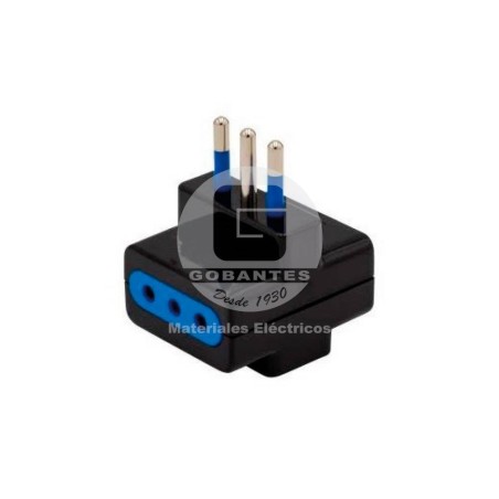 Enchufe Macho Triple 2P+T 10A Negro Ekoline