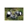 Estacas (2) Negra Vidrio Opaco C/2 Amp. LED GU-10 3.5W Luz Cálida Fumagalli