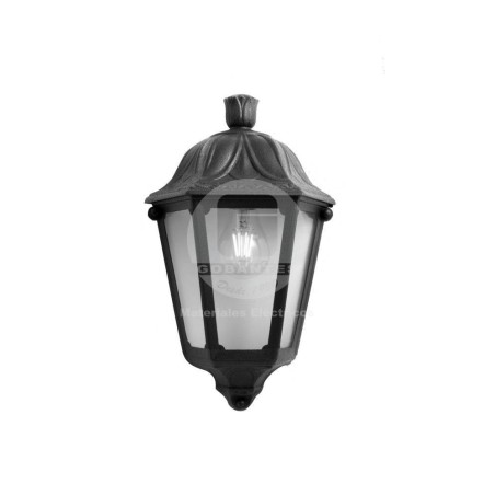 Farol (Medio) Negro Vidrio Claro P/E-27 (Sin Amp.) Fumagalli