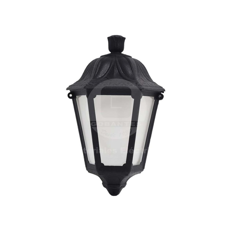 Farol (Medio) Negro Vidrio Opaco P/E-27 (Sin Amp.) Fumagalli