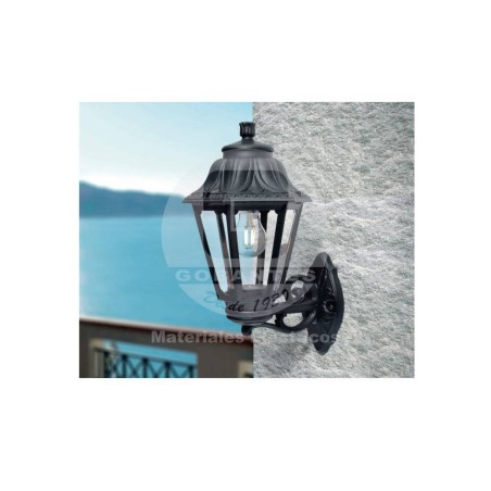 Farol Sobrepuesto Muro Negro Vidrio Opaco P/E-27 (Sin Amp.) Fumagalli