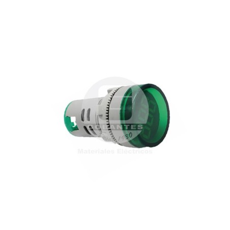 Luz Piloto LED Verde C/Indicador de Voltaje 20-500V Ekoline
