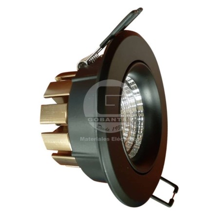 Foco Redondo Empotrado LED P/Techo Ajustable 7W Luz Cálida Negro Ekoline