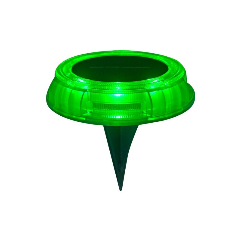 Foco Piso Jardin Solar LED 2W C/Estaca Luz Verde Ekoline