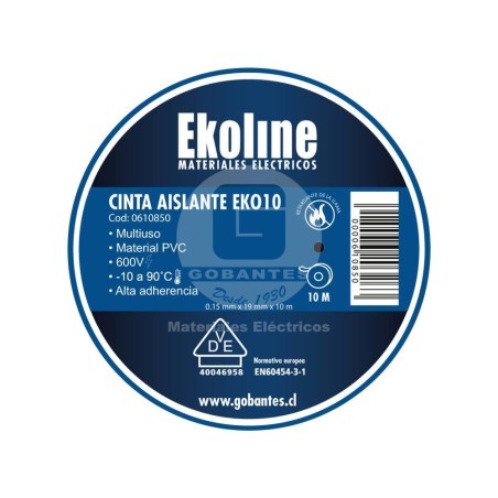 Cinta Electrica EKO10 19 mm x 10 mt Negra Ekoline
