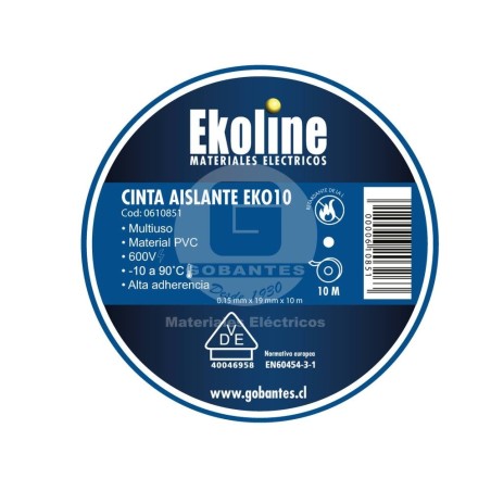 Cinta Electrica EKO10 19 mm x 10 mt Blanca Ekoline