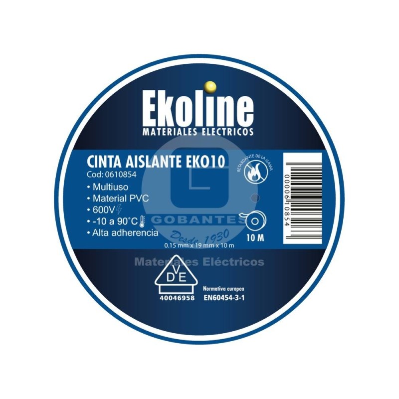Cinta Electrica EKO10 19 mm x 10 mt Azul Ekoline