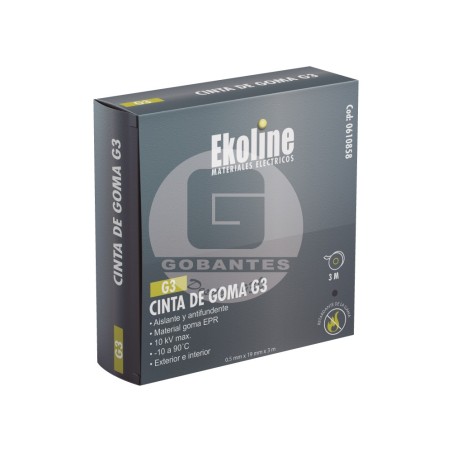 Cinta Electrica de Goma G3 19 mm x 3 mt Negra Ekoline