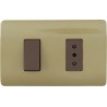 Placa Armada Doble C/Interruptor 9/12 - Enchufe 2P+T 10A Café/Dorado