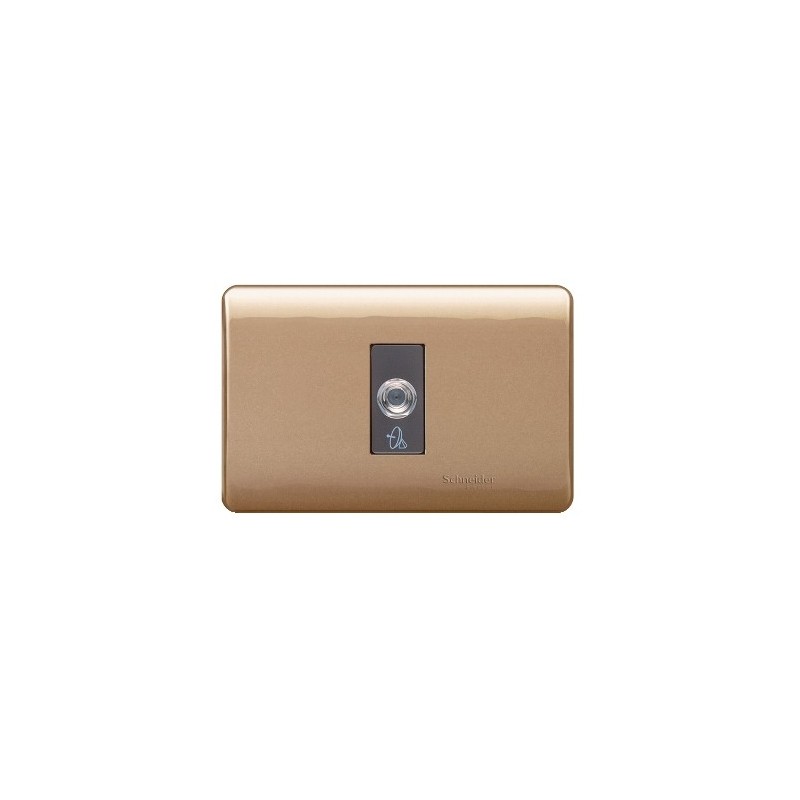 Placa Armada Simple C/Toma Coaxial Café/Dorado