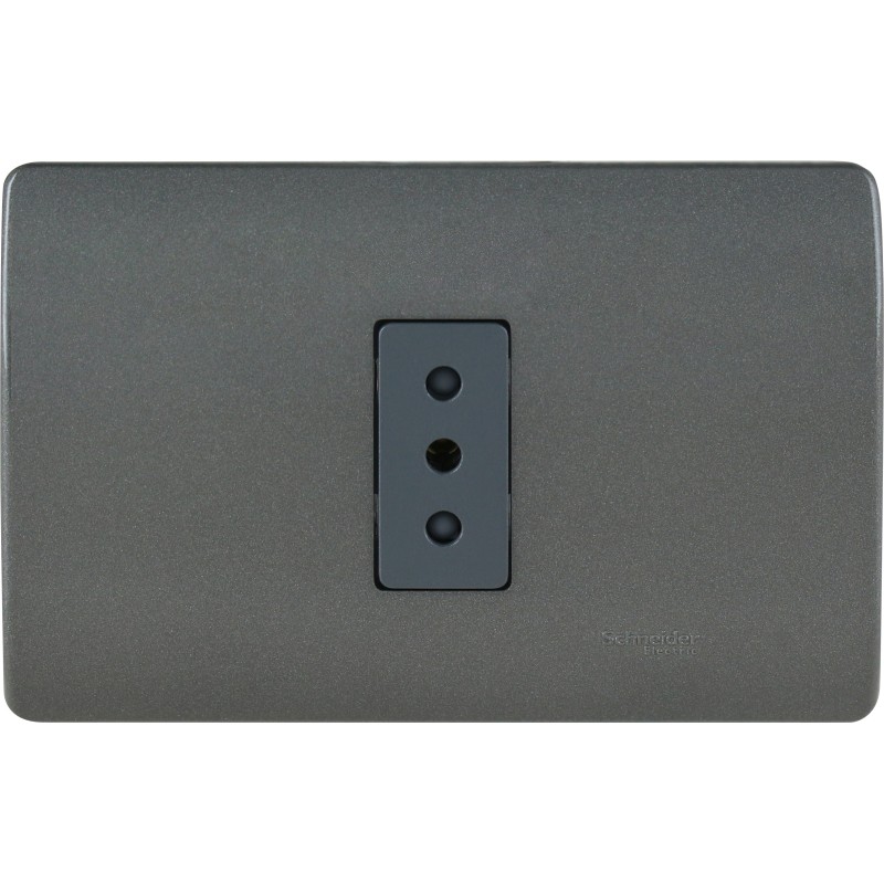 Placa Armada Simple C/Enchufe 2P+T 10A Noir/Humo Schneider