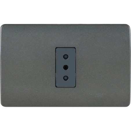 Placa Armada Simple C/Enchufe 2P+T 10A Noir/Humo Schneider