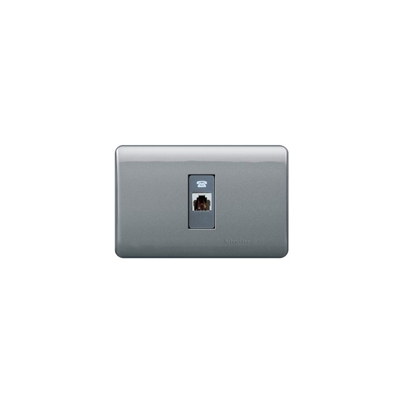 Placa Armada Simple C/Toma RJ11 Humo/Noir
